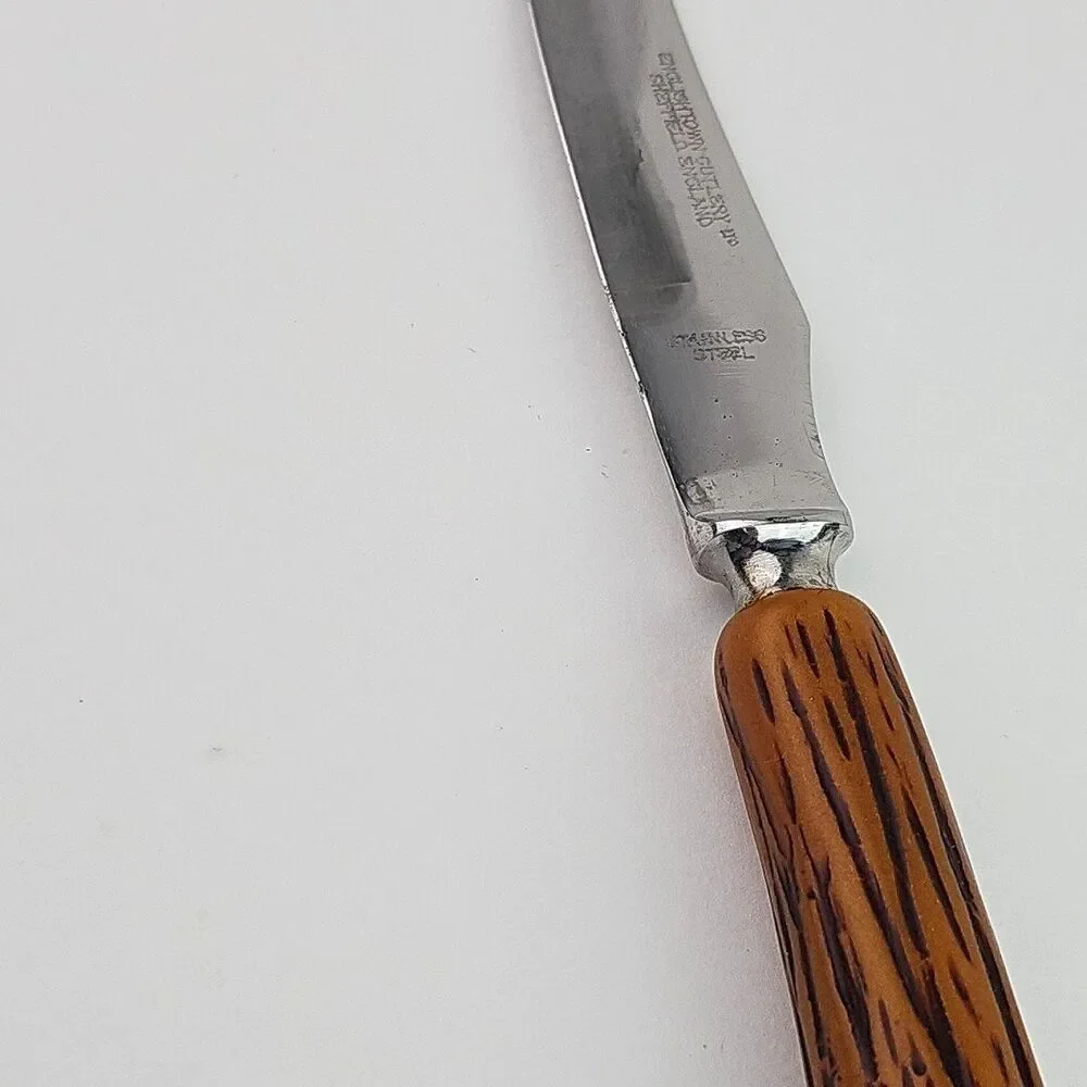 Sheffield English Stainless Deer Horn Style Steak Knife 4.50 in Blade Set of 2